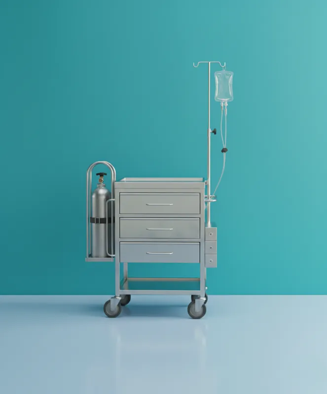 Emergency Crash Cart Stainless Prima Raya Medika sebagai foto utama untuk mobilitas operasional fasilitas kesehatan