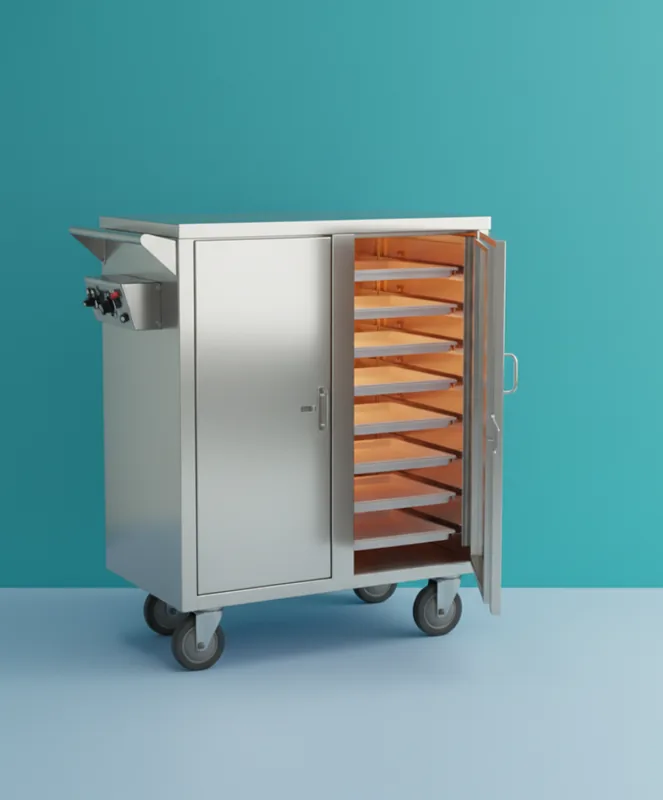 Prima Raya Medika Double Food Delivery Trolley main view for healthcare operational mobility