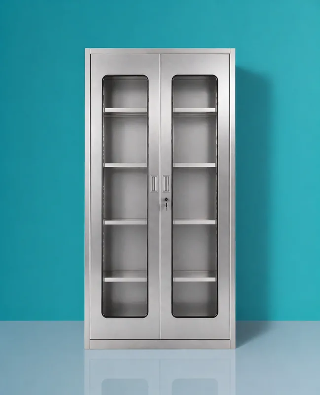 Prima Raya Medika Full Glass-Door Supply Cabinet main view for healthcare supply storage